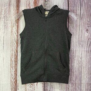 H&M Sleeveless Hooded Vest Charcoal Grey Zip-up Size 6-8Y  #5107